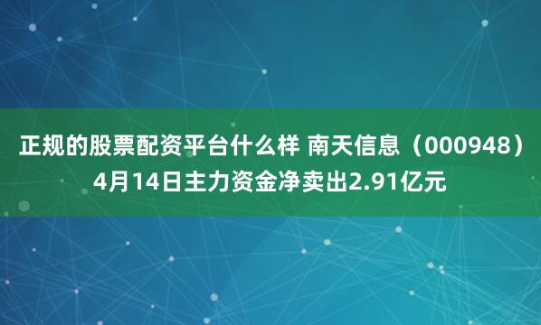 正规的股票配资平台什么样 南天信息（000948）4月14日主力资金净卖出2.91亿元