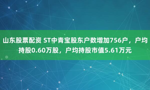 山东股票配资 ST中青宝股东户数增加756户，户均持股0.60万股，户均持股市值5.61万元