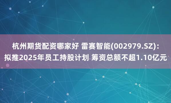 杭州期货配资哪家好 雷赛智能(002979.SZ)：拟推2025年员工持股计划 筹资总额不超1.10亿元