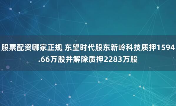 股票配资哪家正规 东望时代股东新岭科技质押1594.66万股并解除质押2283万股