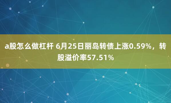 a股怎么做杠杆 6月25日丽岛转债上涨0.59%，转股溢价率57.51%