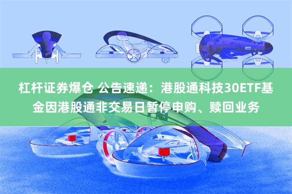 杠杆证券爆仓 公告速递：港股通科技30ETF基金因港股通非交易日暂停申购、赎回业务