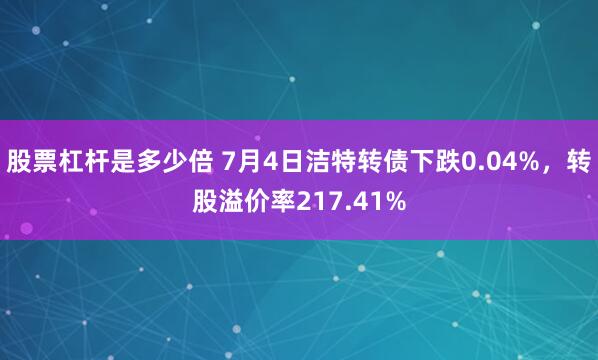 股票杠杆是多少倍 7月4日洁特转债下跌0.04%，转股溢价率217.41%